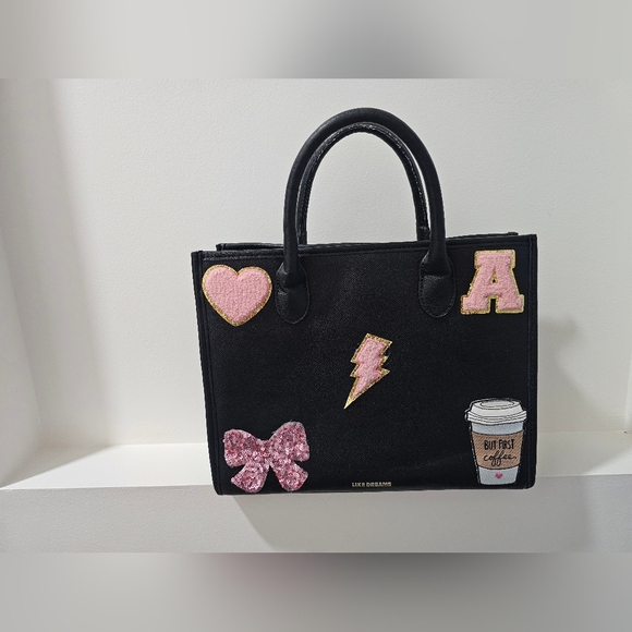 Like Dreams Black Tote with Pink Patch Details - Picture 5 of 16